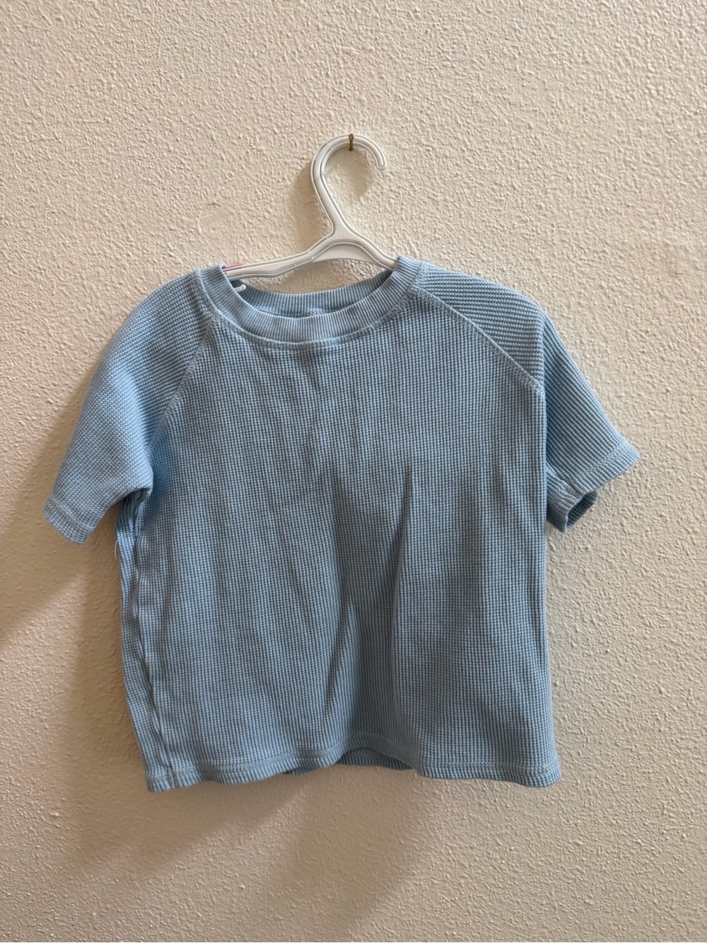 Zara Kids Light Blue Waffle Short Sleeve Top